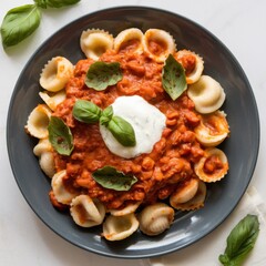 Delicious Pasta with Tomato Sauce and Basil