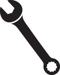 Combination wrench and spanner open box icon vector silhouette for apps or websites