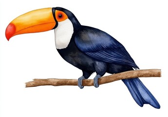 Fototapeta premium Vibrant Toucan Illustration on White Background