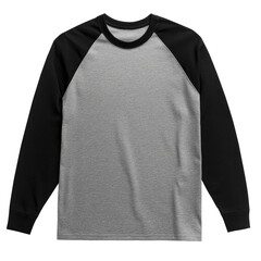PNG Oversized Grey And Black Raglan Blank Long Sleeve T-shirt Mockup Isolated On Transparent Background