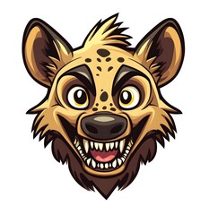 Fototapeta premium Cartoon Hyena Head Mascot Logo with Big Teeth, Simple Design, High Detail, Professional Quality, Smooth Edges