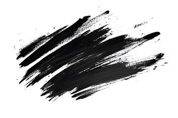 Black Ink Brush Strokes Collection on White Background, Hand-Drawn Grunge Paint Design