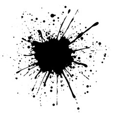 Abstract Black Ink Splatter on White Background