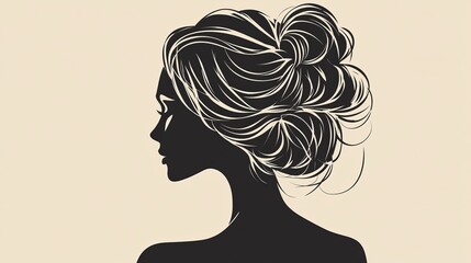 A graceful vector silhouette of a bride, showcasing a wedding hairstyle. 