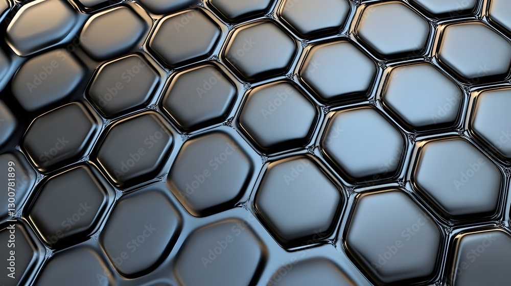 Aufkleber sleek futuristic black chrome texture with reflective hexagonal pattern