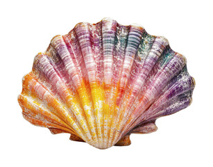 Colorful seashell display showcasing intricate patterns and vibrant hues for marine decor and summer theme design projects, cut out