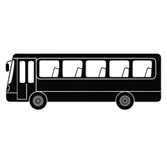 City Bus Silhouette Black Vector Illustration