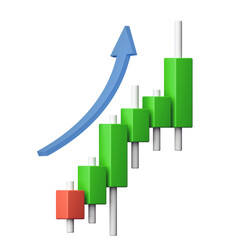 Stock Candle chart with Arrow pointing upwards resembling profit