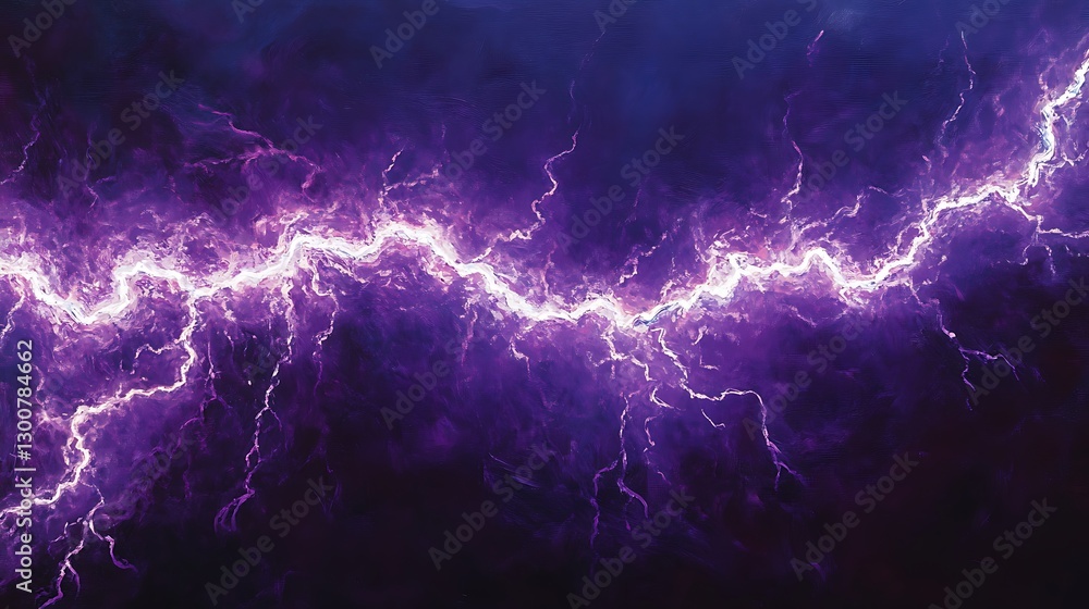 Aufkleber a radiant composition with glowing zigzag lines creating a lightning-like effect on a deep purple ba
