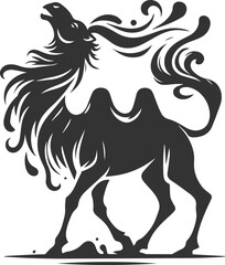 Camel shaking its whole body animal vector silhouette