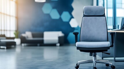 Luxurious and Sleek Corporate Office with Executive Chair and Furniture