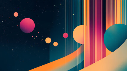 Featuring long lines and circles, retro futuristic design elements, minimalist abstract computer desktop wallpaper 4K high-definition images2