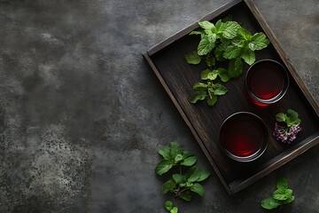 Refreshing Herbal Tea Close-up of Aromatic Beverage with Fresh Mint