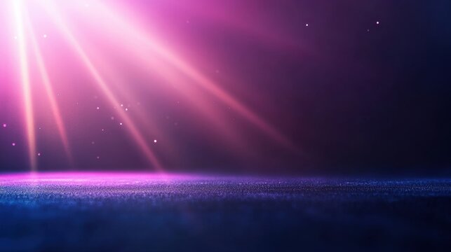 Illuminated stage: Pink light beams on a dark background creates a dramatic and modern scene