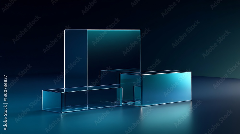 Aufkleber a sleek business banner with transparent rectangular blocks and gradient highlights in navy and teal