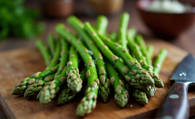 asparagus on wooden background