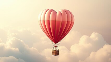 Obraz premium Romantic Heart Shaped Hot Air Balloon Soaring Above Clouds