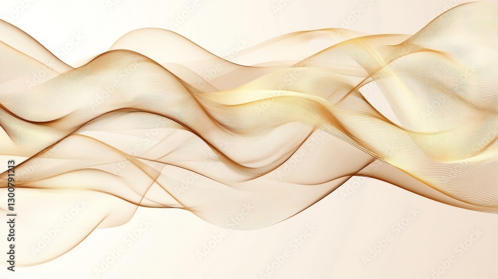 Wall mural elegant gold waves are complemented by a beige backdrop and a dash of sparkle in this design