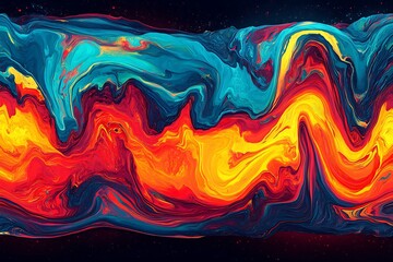 A colorful abstract illustration featuring blended swirling liquid forms