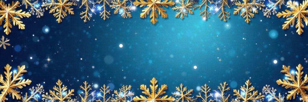 Intricate snowflake borders with gold accents, winter, elegant