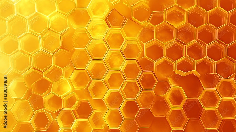 Poster a tessellated honeycomb pattern in golden yellow and orange tones, creating depth and symmetry