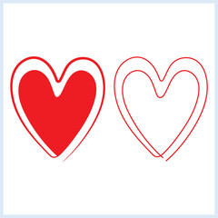 Romantic Love Heart Line Art Vector Illustration
