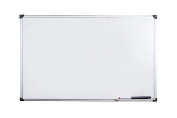 Isolated Whiteboard With Black Frame Marker And Eraser On Transparent Background