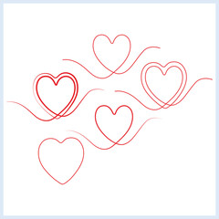 Romantic Love Heart Line Art Vector Illustration
