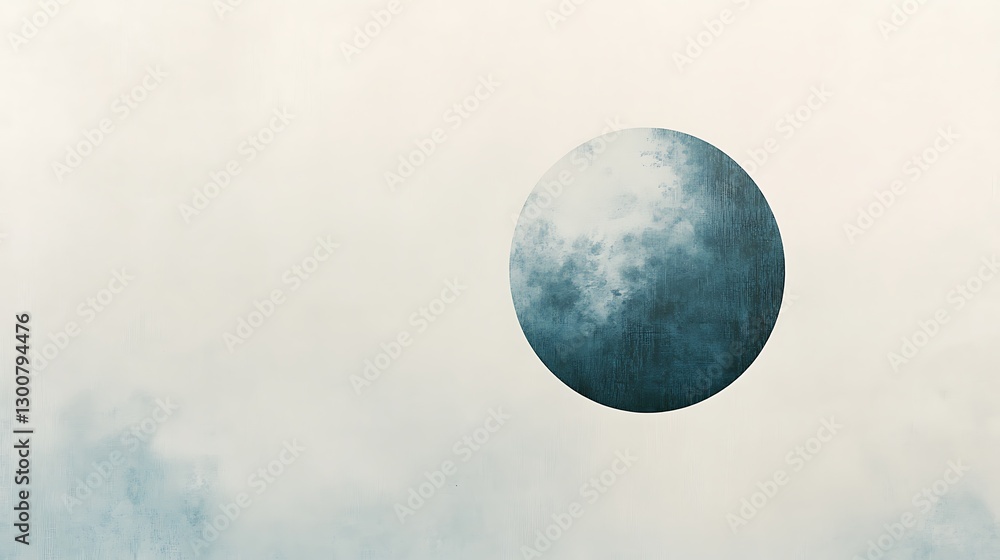 Poster an abstract banner featuring a single, large gradient sphere floating against a solid, muted backgro