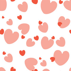 Seamless pattern with hearts. Template holiday vector illustration. Design for card, postcard, poster, print, banner. Cartoon colorful hearts on color background.