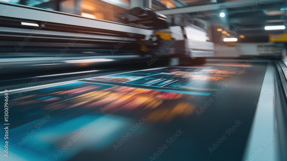 Poster high detail printing process in modern studio setting