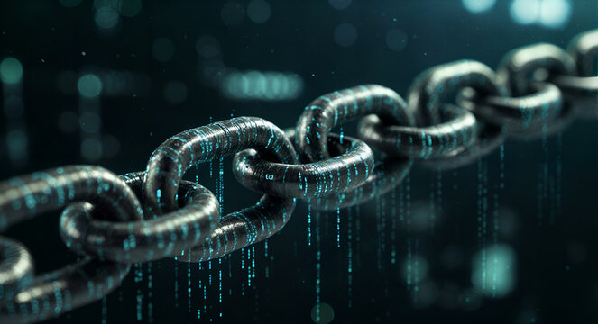 Blockchain Chain Close-up