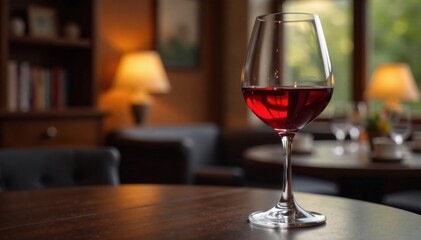 Attractive wine glass with red wine in a refined setting , elegance, glass, wine