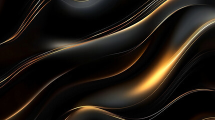 Obraz premium Luxurious black and gold abstract waves with a glossy finish.