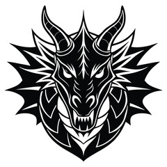 tribal tattoo design. Dragon Head silhouette for tattoo.  Dragon Silhouette. 