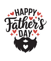 Happy Father's Day graphic with a mustache and hearts, father day t shirt design
