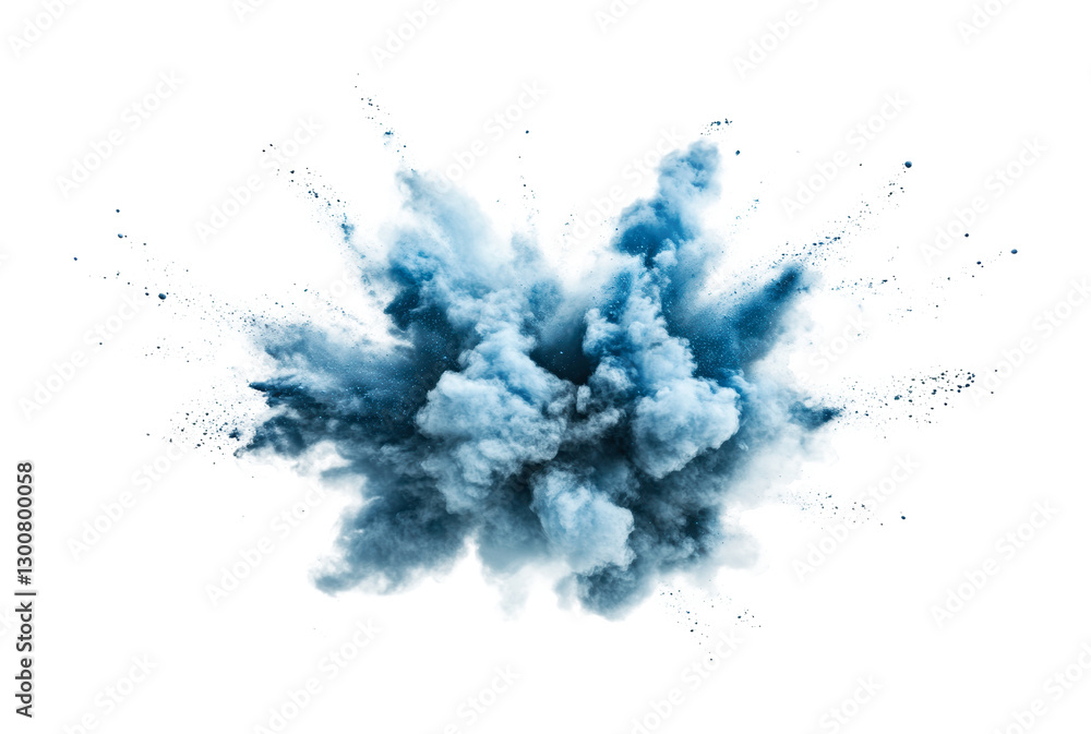 Poster vibrant explosion of blue clouds with particles in dynamic display for creative designs and artistic