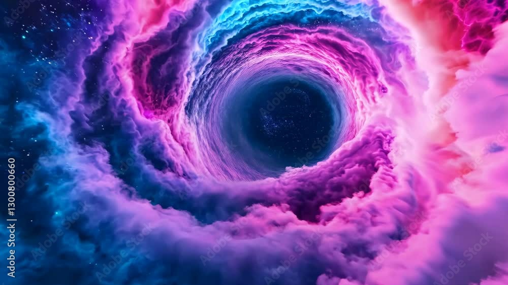 Poster hyperspace jump through the universe in lightspeed, surreal cosmic scene with vivid colors and abstr