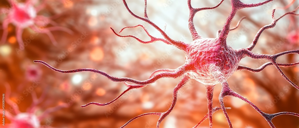 Poster microscopic view of neuron cell structure and network