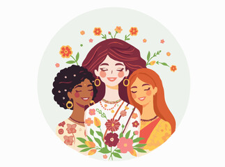 Harmony of Diversity: Inclusive Beauty Characters in Vector