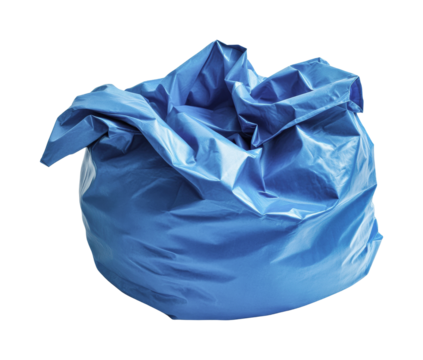 Comfortable blue bean bag for relaxation in cozy living room setting suitable for lounging or gaming activities, cut out