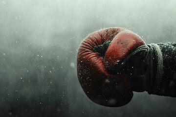 Fist ready for action in a dramatic boxing atmosphere. Generative AI