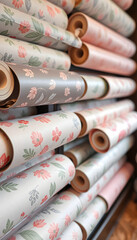 new wallpaper roll in store. macro, papercraft. with white shades