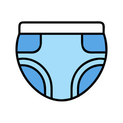 Diaper illustration in blue color with white waistband