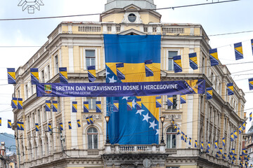 Thousands Bosnian flags on Marsala Tita street for Independence Day