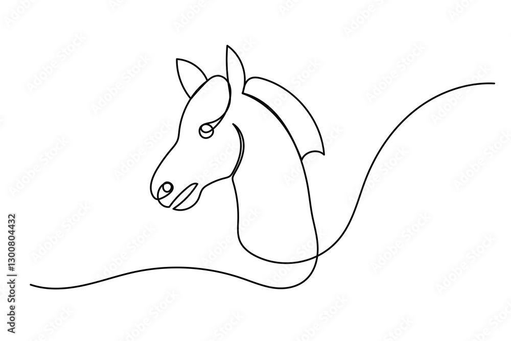 Aufkleber one continuous line drawing of running horse style hand drawn minimalist design vector design