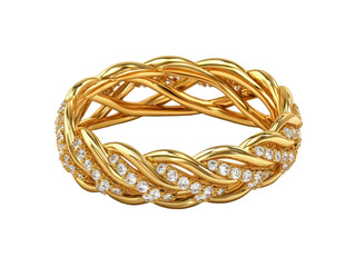 Naklejka premium Intricate Braided Gold Ring with Sparkling Accents and Elegant Design for Jewelry Collection or Gift Ideas