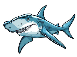 Obraz premium Detailed 2D Sketched Cartoon Shark Illustration in High Resolution, Ideal for Art Projects and Digital Design