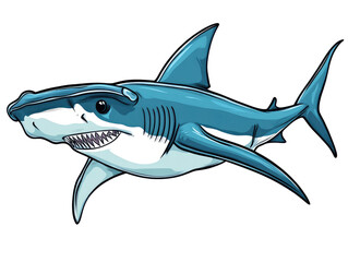 Obraz premium Vibrant Cartoon Shark Illustration in 2D Line Art Style with High Resolution and Upscaled Details