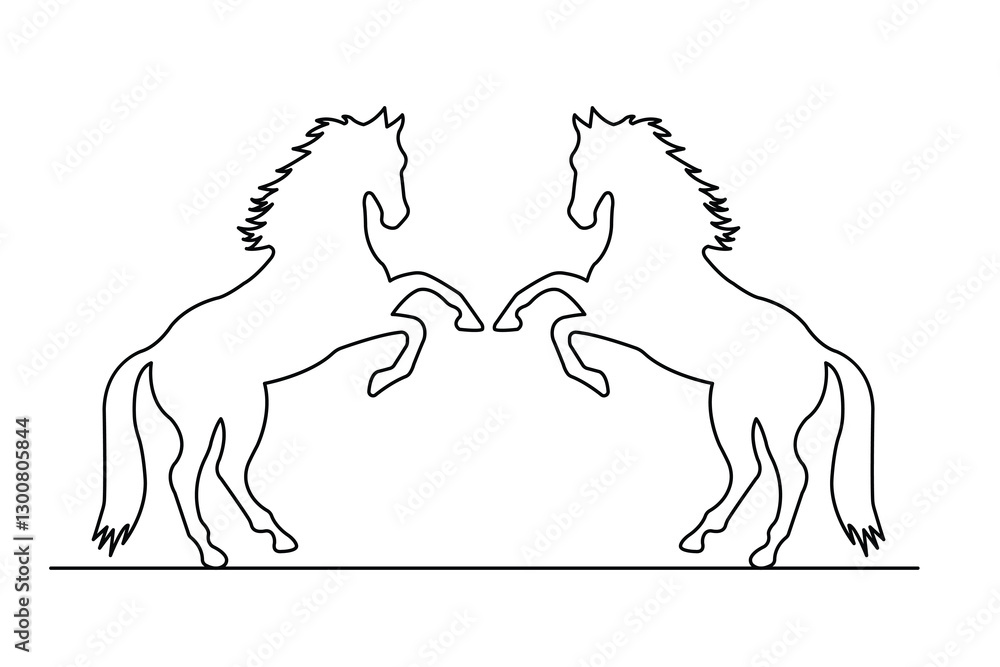 Aufkleber one continuous line drawing of running horse style hand drawn minimalist design vector design